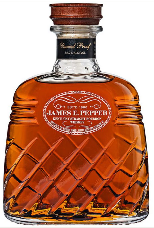 James E. Pepper Kentucky Straight Bourbon Whiskey Barrel Proof.